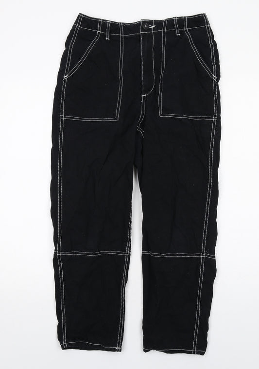 H&M Womens Black Cotton Straight Jeans Size 12 Regular Zip