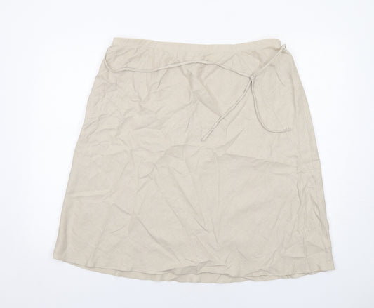Marks and Spencer Womens Beige Linen A-Line Skirt Size 18