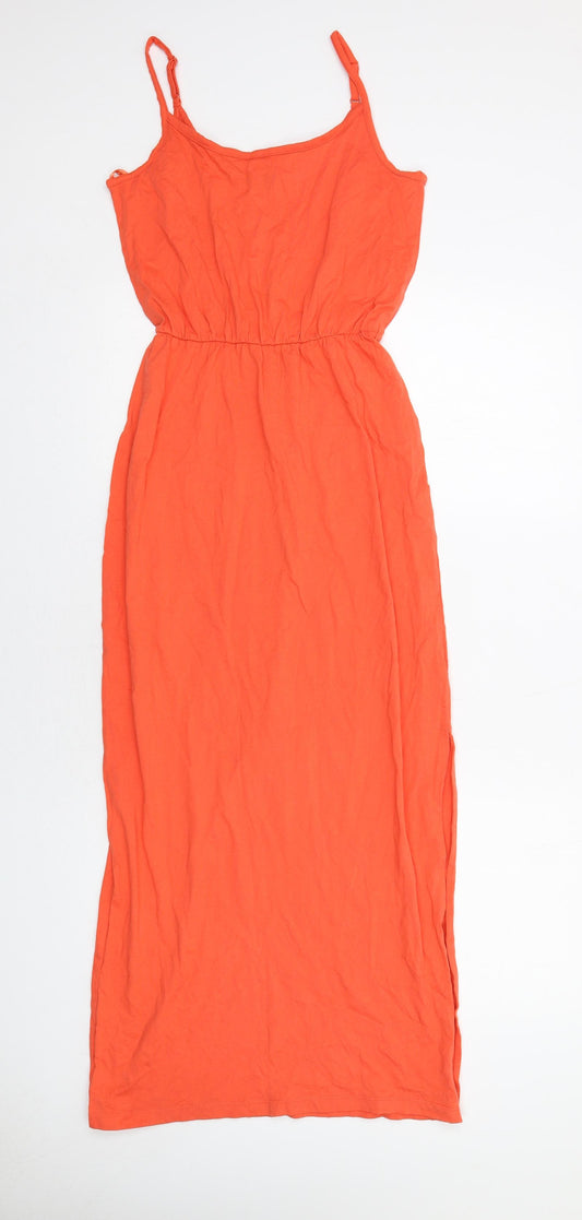 Marks and Spencer Womens Orange Cotton Maxi Size 10 Round Neck Pullover
