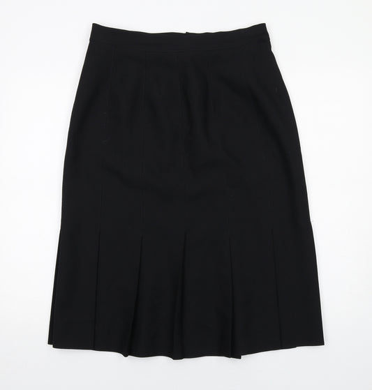 Debenhams Womens Black Polyester Pleated Skirt Size 16 Zip