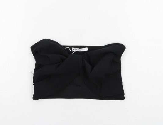 Zara Womens Black Polyester Cropped Tank Size S Off the Shoulder