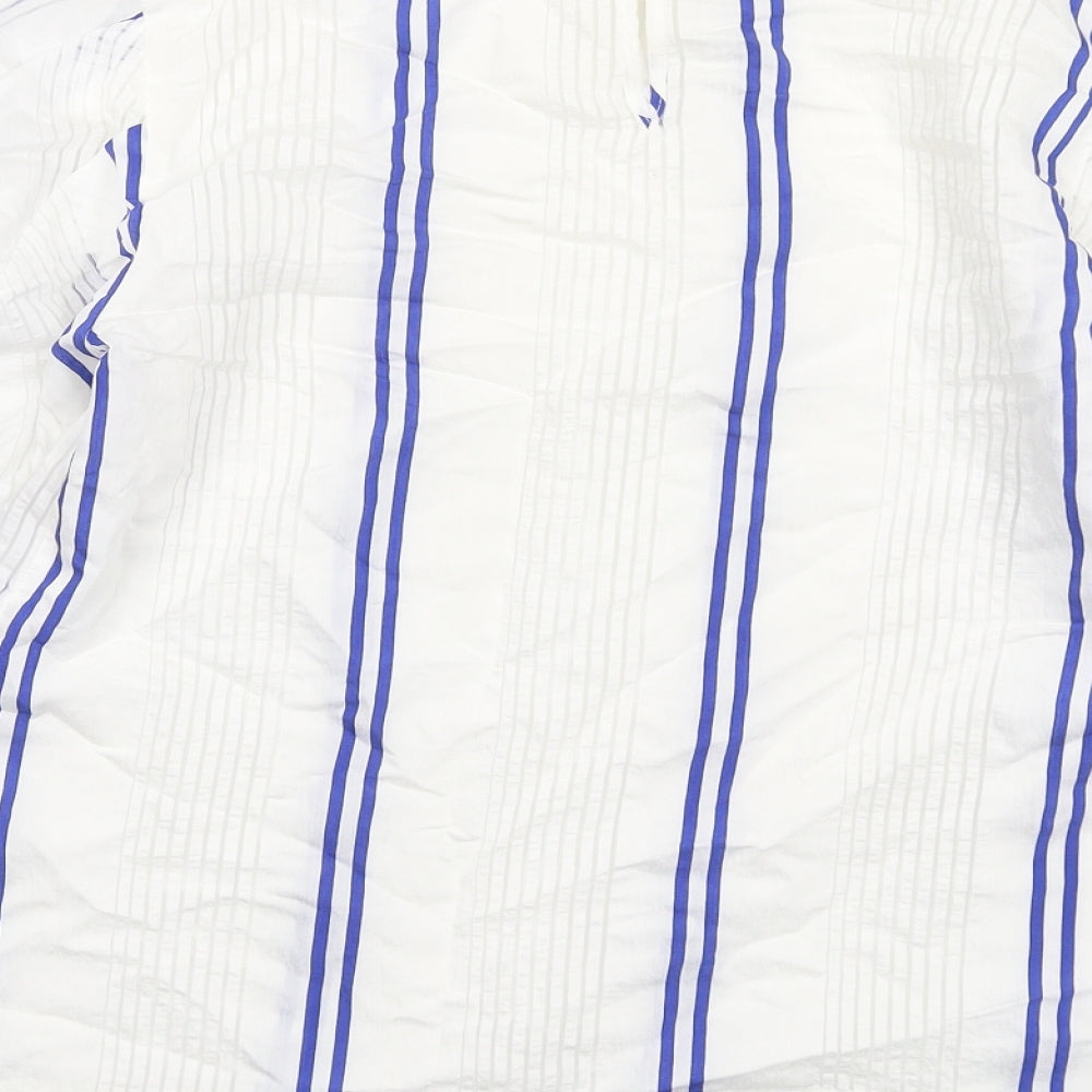 Limited Edition Womens White Striped Viscose Basic Blouse Size 10 Round Neck