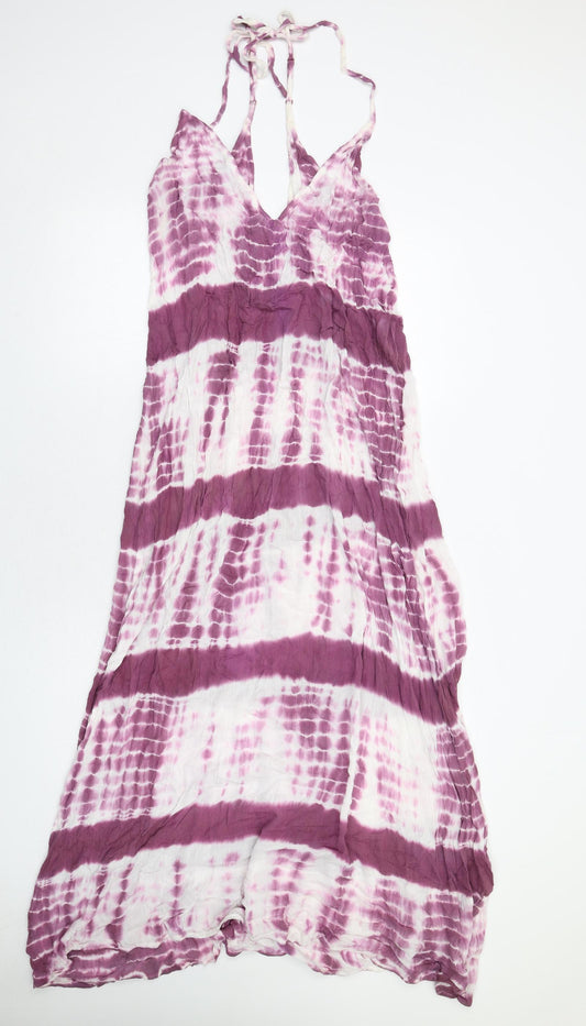 ASOS Womens Purple Tie Dye Viscose Maxi Size 10 Halter Pullover