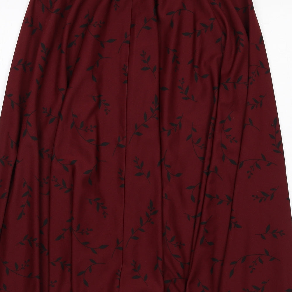 Classics Womens Red Geometric Polyester Swing Skirt Size 12 - Leaf pattern