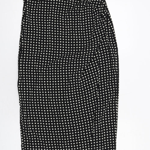 Nasty Gal Womens Black Geometric Polyester Maxi Size 12 Cowl Neck Zip - Star pattern