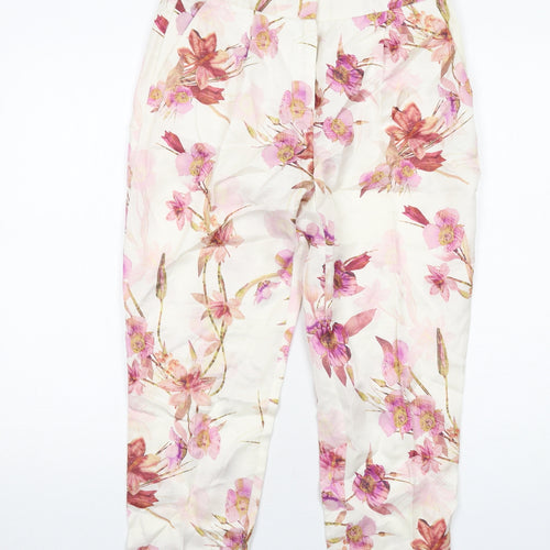 Karen Millen Womens Multicoloured Floral Viscose Chino Trousers Size 8 Regular Zip