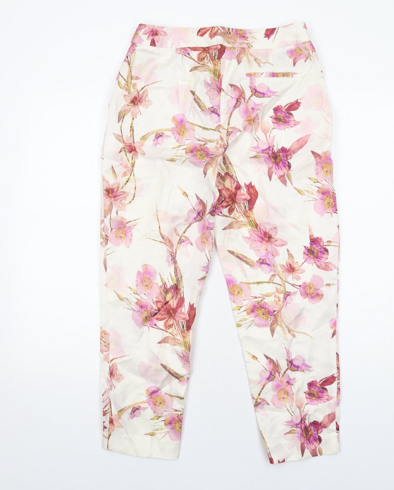 Karen Millen Womens Multicoloured Floral Viscose Chino Trousers Size 8 Regular Zip