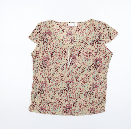 Wish Womens Multicoloured Geometric Polyester Basic T-Shirt Size 14 Round Neck