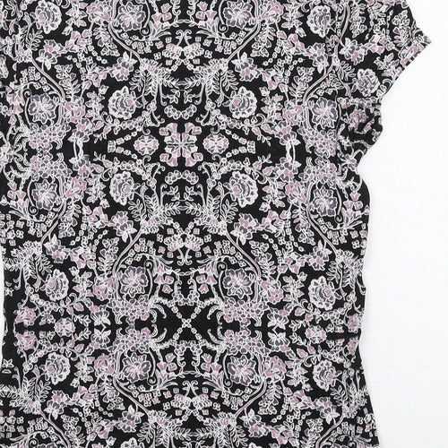 RJR.John Rocha Womens Multicoloured Geometric Viscose Basic T-Shirt Size 12 Scoop Neck