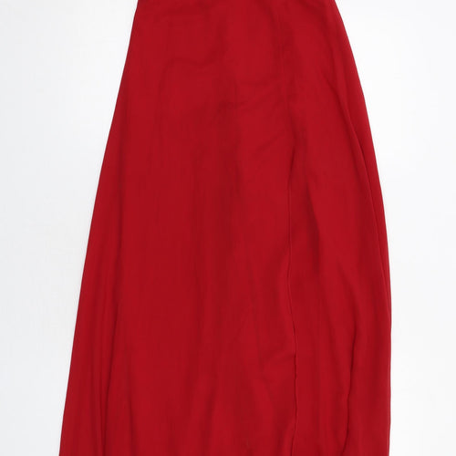 Lipsy Womens Red Polyester Ball Gown Size 6 One Shoulder Zip