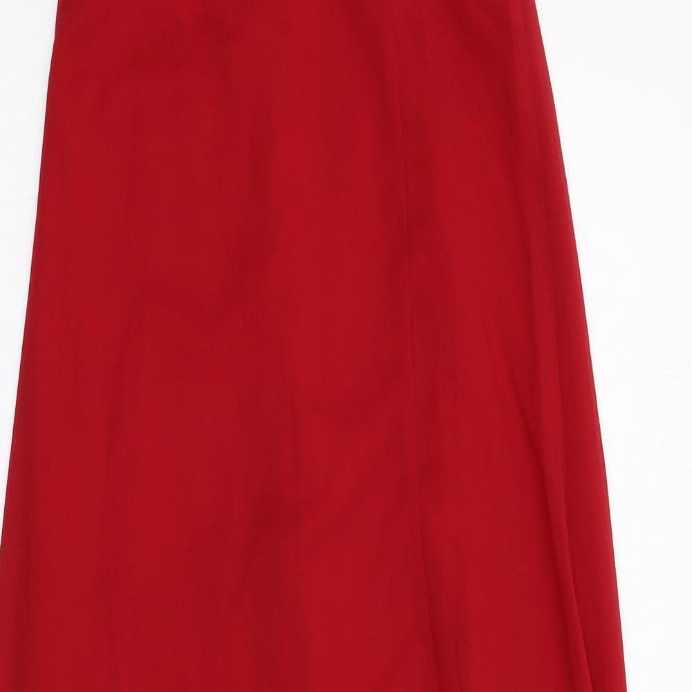 Lipsy Womens Red Polyester Ball Gown Size 6 One Shoulder Zip