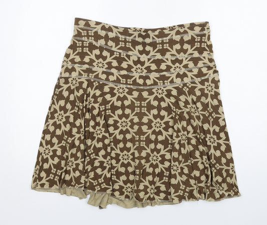 Fossil Womens Brown Geometric Viscose Swing Skirt Size L