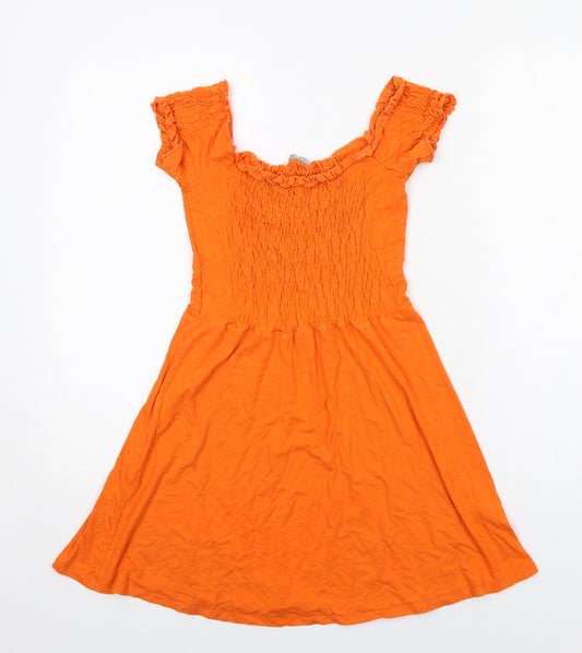 ASOS Womens Orange Viscose Fit & Flare Size 4 Round Neck Pullover