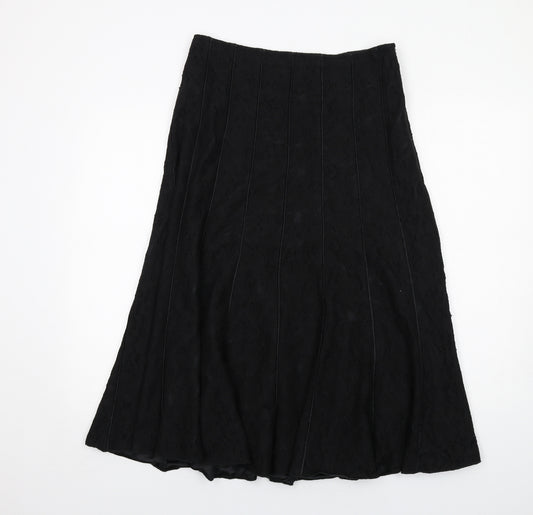 Per Una Womens Black Cotton Swing Skirt Size 8 Zip