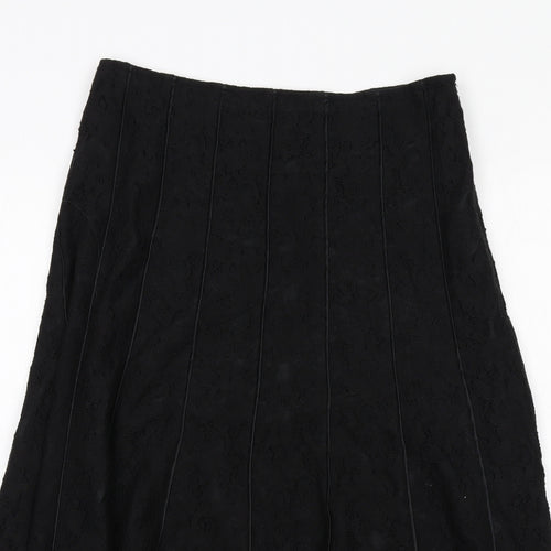 Per Una Womens Black Cotton Swing Skirt Size 8 Zip