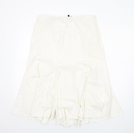 Hudson and Onslow Womens White Polyester Swing Skirt Size 14 Zip