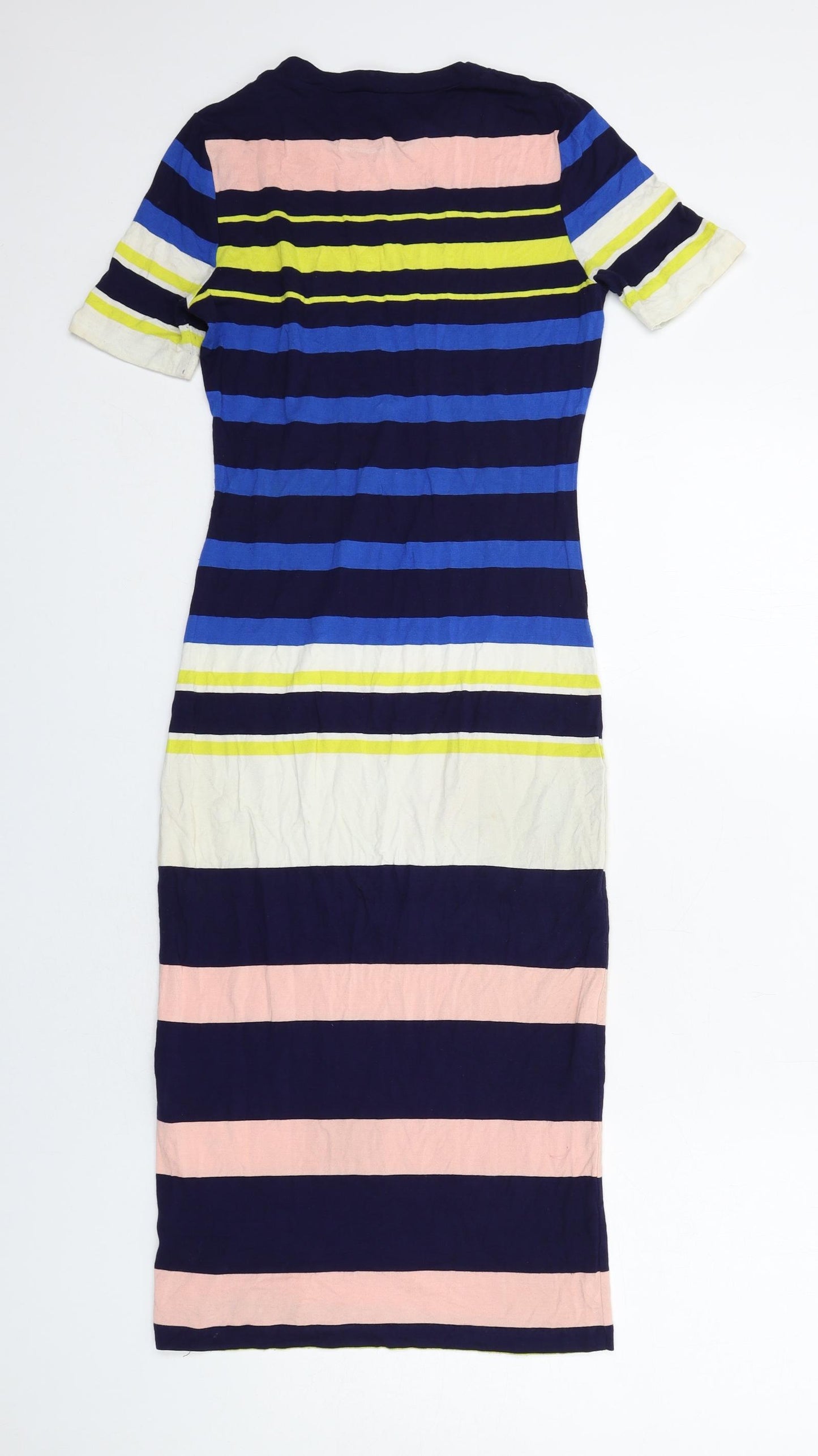 Oasis Womens Multicoloured Striped Viscose T-Shirt Dress Size XS Round Neck Pullover