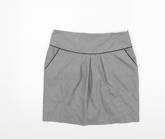 Dorothy Perkins Womens Grey Geometric Polyester A-Line Skirt Size 12 Zip