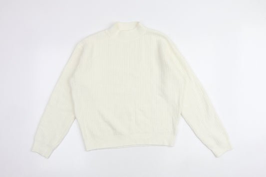 Uniqlo Womens Ivory High Neck Acrylic Pullover Jumper Size M