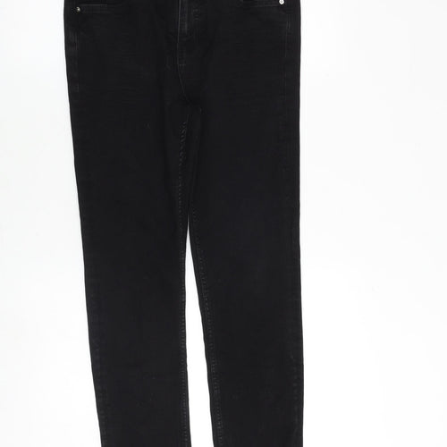 Marks and Spencer Womens Black Cotton Skinny Jeans Size 12 Slim Zip