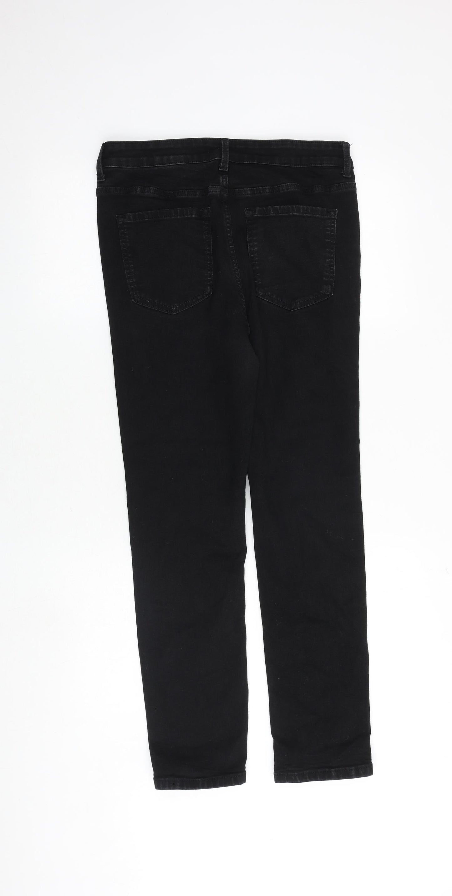 Marks and Spencer Womens Black Cotton Skinny Jeans Size 12 Slim Zip