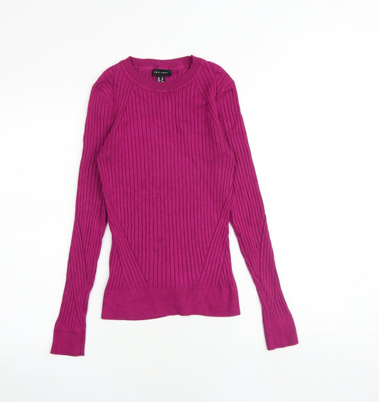 New Look Womens Pink Round Neck Viscose Pullover Jumper Size 10