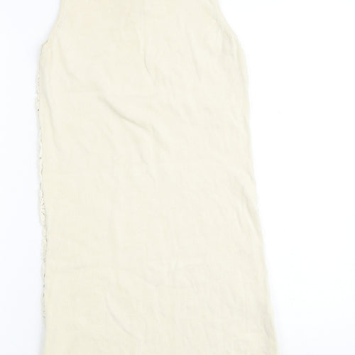 Mango Womens Beige Floral 100% Cotton Shift Size S Round Neck Pullover