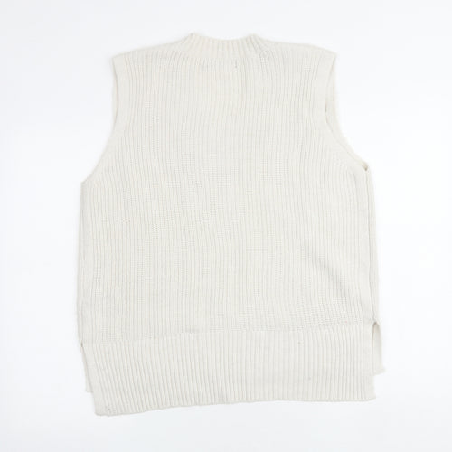 Marks and Spencer Womens Beige V-Neck Polyester Vest Jumper Size L
