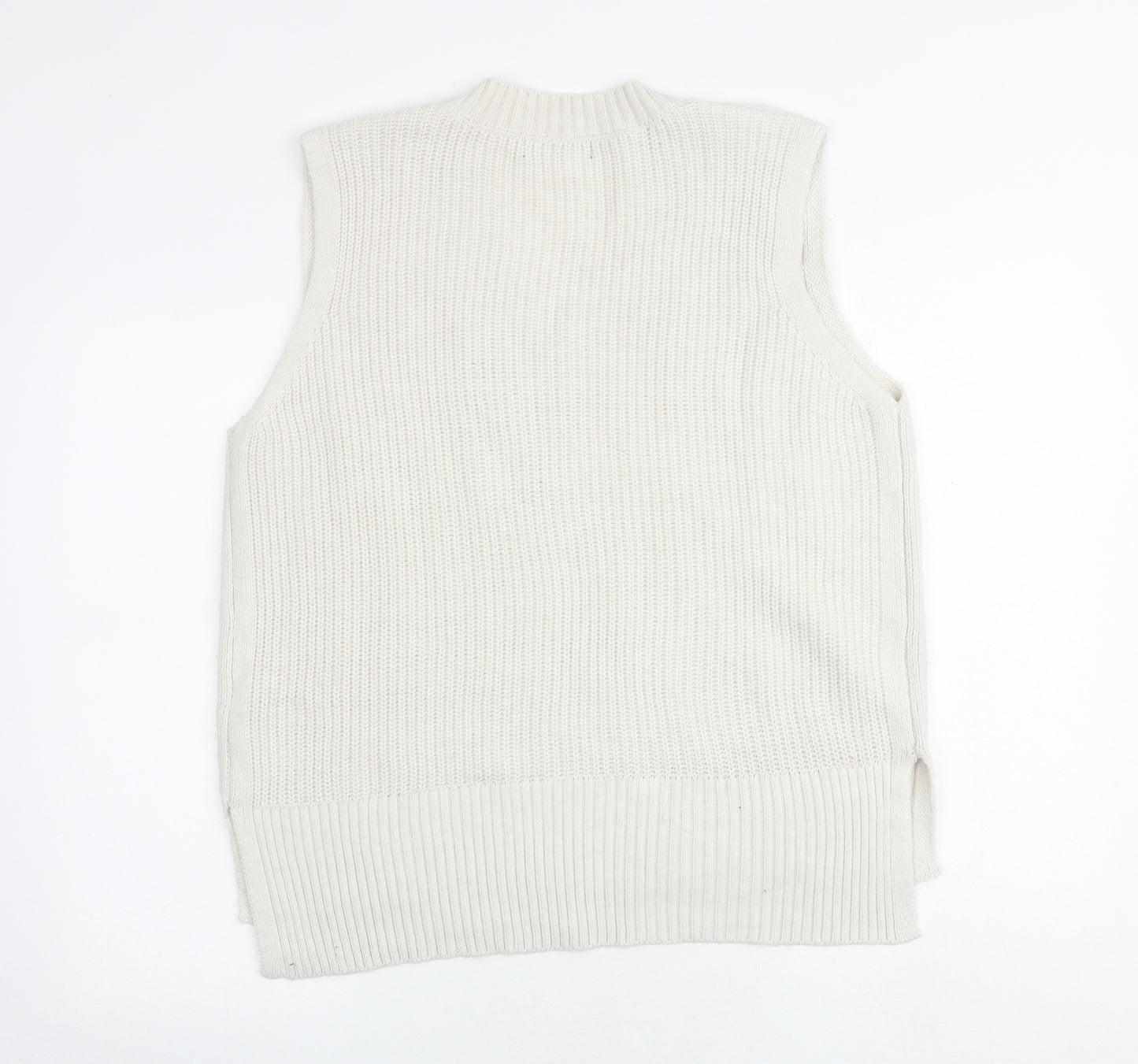 Marks and Spencer Womens Beige V-Neck Polyester Vest Jumper Size L