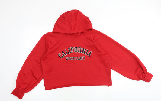 Boohoo Womens Red Polyester Pullover Hoodie Size 12 Pullover - California West Coast