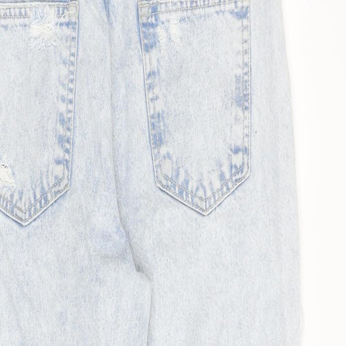 New Look Womens Blue Cotton Boyfriend Jeans Size 12 Regular Zip