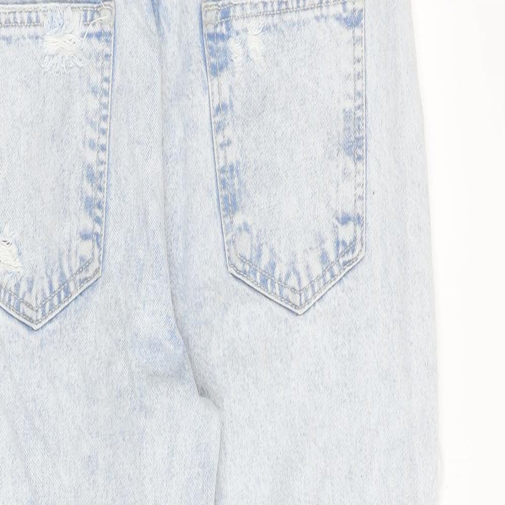 New Look Womens Blue Cotton Boyfriend Jeans Size 12 Regular Zip