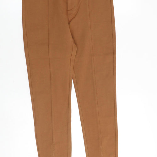 Gold SK Womens Brown Cotton Trousers Size 12 Regular Button