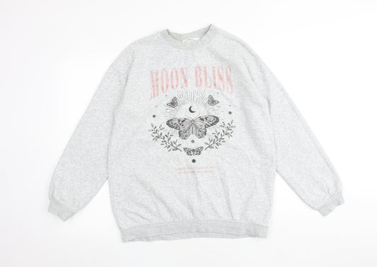 H&M Girls Grey Cotton Pullover Sweatshirt Size 12-13 Years Pullover - Moon Bliss
