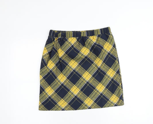 Madster Womens Multicoloured Plaid Polyester A-Line Skirt Size L