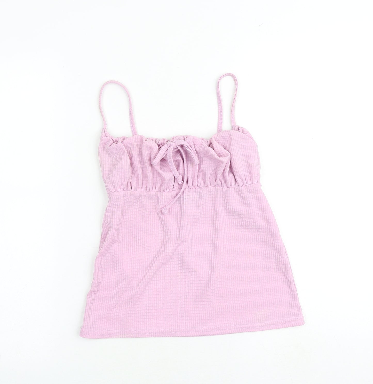 PRETTYLITTLETHING Womens Pink Polyester Basic Tank Size 12 Square Neck