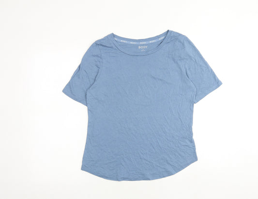 Marks and Spencer Womens Blue Cotton Basic T-Shirt Size 10 Round Neck