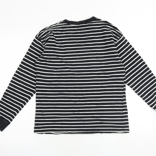 Zara Womens Black Striped Cotton Pullover Sweatshirt Size M Pullover