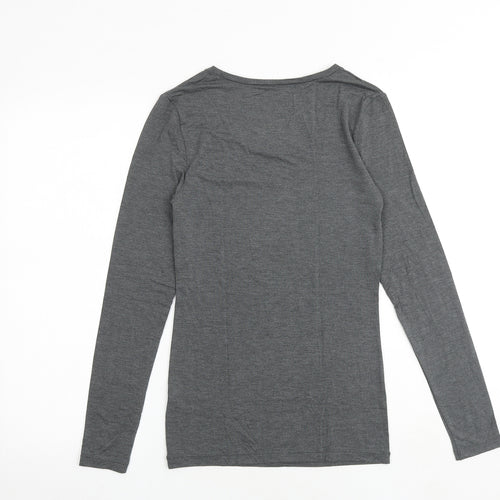Marks and Spencer Womens Grey Acrylic Basic T-Shirt Size 12 Round Neck - Heatgen
