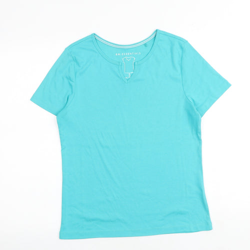 Bonmarché Womens Blue 100% Cotton Basic T-Shirt Size S V-Neck