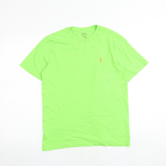 Polo Ralph Lauren Boys Green 100% Cotton Basic T-Shirt Size 14 Years Round Neck Pullover