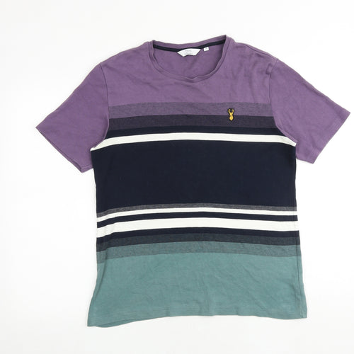 NEXT Mens Multicoloured Colourblock Cotton T-Shirt Size M Round Neck