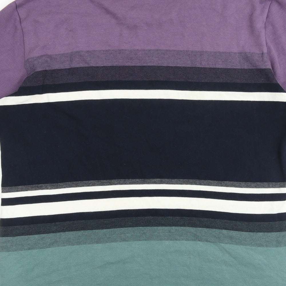 NEXT Mens Multicoloured Colourblock Cotton T-Shirt Size M Round Neck