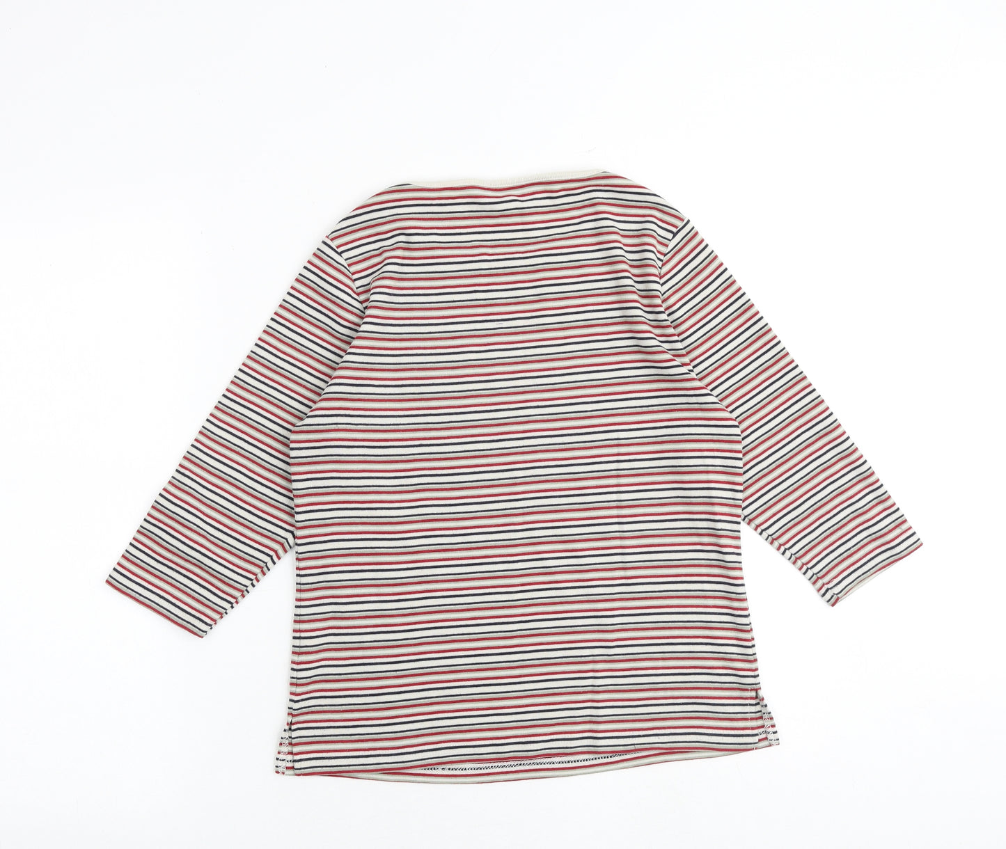 TIGI Womens Multicoloured Striped 100% Cotton Basic T-Shirt Size 10 Round Neck - Size 10-12
