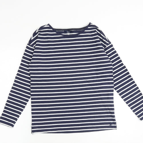 Joules Womens Blue Striped 100% Cotton Basic T-Shirt Size 8 Round Neck