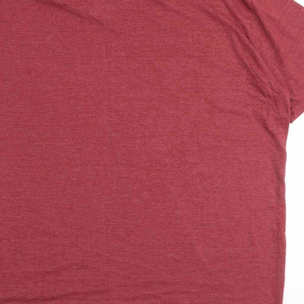 Full Time Sports Mens Red Cotton T-Shirt Size 2XL V-Neck