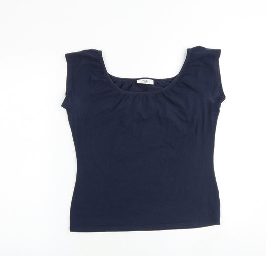 Wallis Womens Blue Cotton Basic T-Shirt Size 12 Round Neck