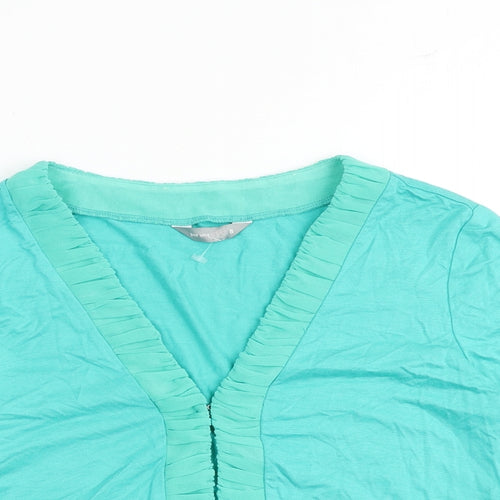 Per Una Womens Green Viscose Cropped Blouse Size 8 V-Neck