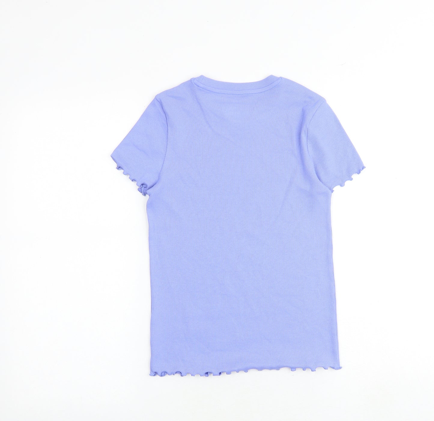 Marks and Spencer Girls Purple Cotton Basic T-Shirt Size 10-11 Years Round Neck Pullover
