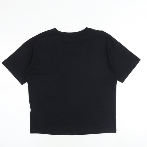 Marks and Spencer Boys Black Cotton Basic T-Shirt Size 11-12 Years Round Neck Pullover - Pikachu
